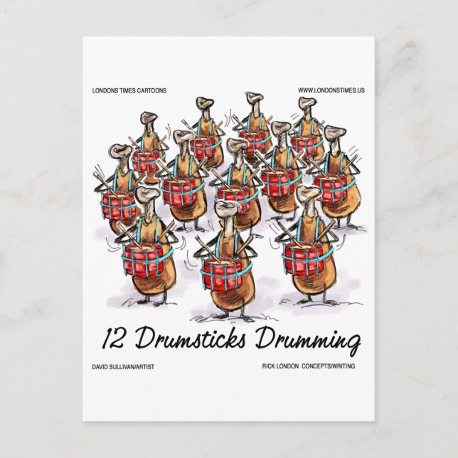 Tjusig jul 12 Drumsticks Drumming Gifts & Tee Helg Vykort (Framsida)