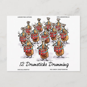 Tjusig jul 12 Drumsticks Drumming Gifts & Tee Helg Vykort
