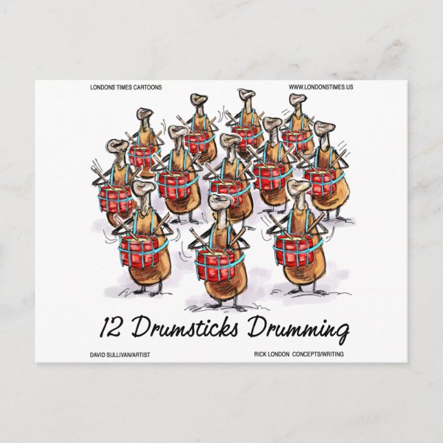 Tjusig jul 12 Drumsticks Drumming Gifts & Tee Helg Vykort (Framsida)