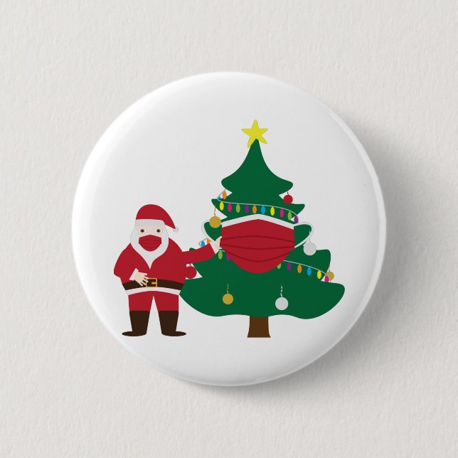 Tjusig jul 2020 och dekorerad träd knapp (Framsida)