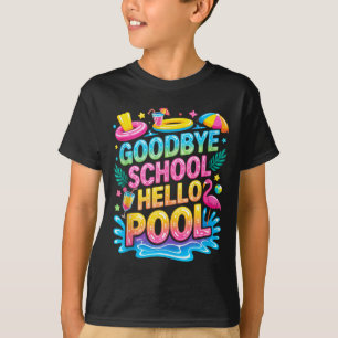 Tjusig sommarlov för barn, hejdå skola, hej pool t shirt