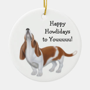 Tjuta prydnaden för Bassethundhelgdag Julgransprydnad Keramik