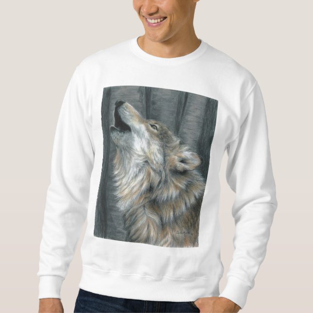 Tjuta tröjamanar eller damer för varg unisex- sweatshirt (Framsida)