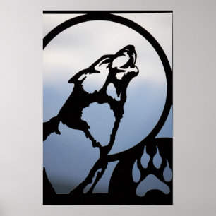 Tjuta vargmetallsilhouetten poster
