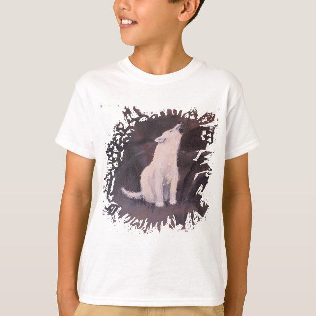 "Tjuta vitvarg" flicka T-tröja Tee Shirt (Framsida)