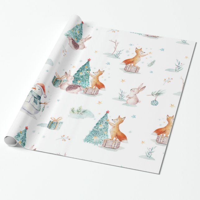 Tjuvvildsdjur i snögubbe presentpapper (Utrullad)