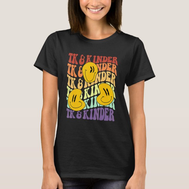 TK and Kinder retro smile face Back To School kind T Shirt (Framsida)