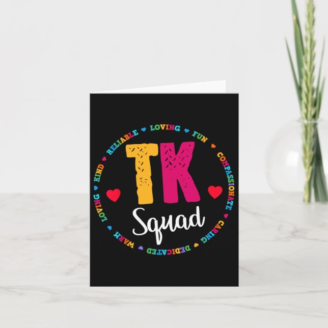 Tk Squad Tee - Transitional Kindergarten Teacher T Kort (Framsida)