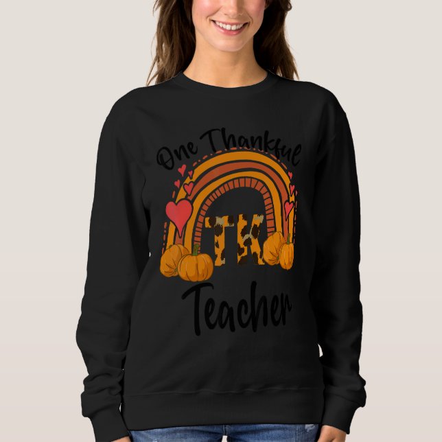 TK Teacher  One Thankful TK Teacher Thanksgiving T Shirt (Framsida)