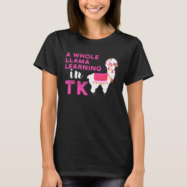 TK Transitional Kindergarten Llama  Learning T Shirt (Framsida)