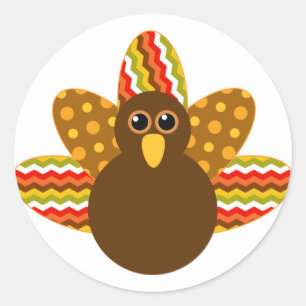 🦃 Tkalkoner med färglösa fjädrar Runt Klistermärke
