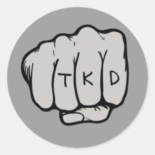 TKD Fist Round Sticker Runt Klistermärke