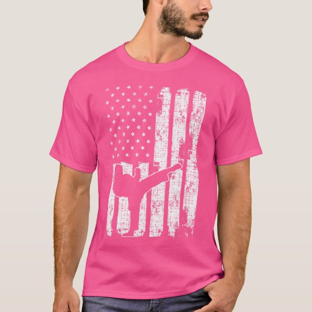 Tkd Us American Flagga Sports Patriotic Taekwondo T Shirt (Framsida)