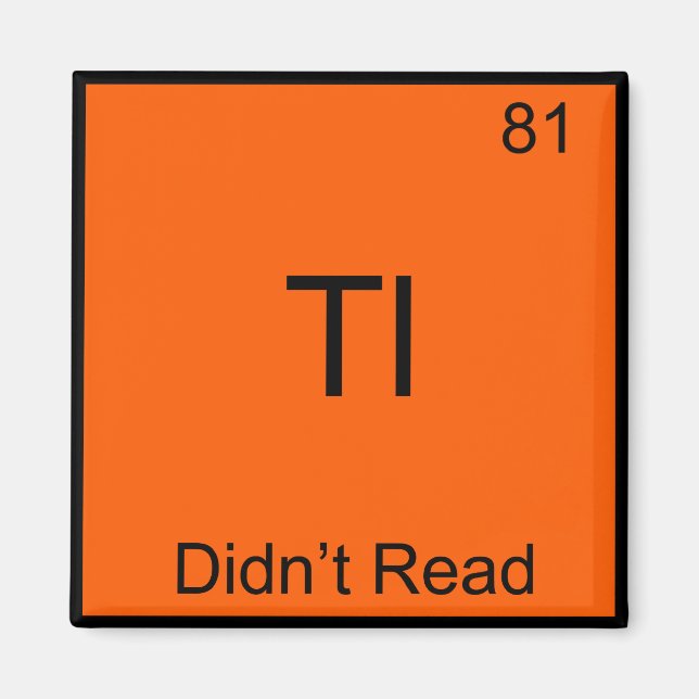 TL;DR Kemiskt Elementsymbol Rolig TLDR Magnet (Framsidan)