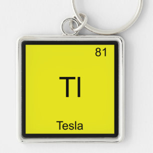 Tl - Tesla Funny Chemistry Inslag Symbol T-Shirt Fyrkantig Silverfärgad Nyckelring