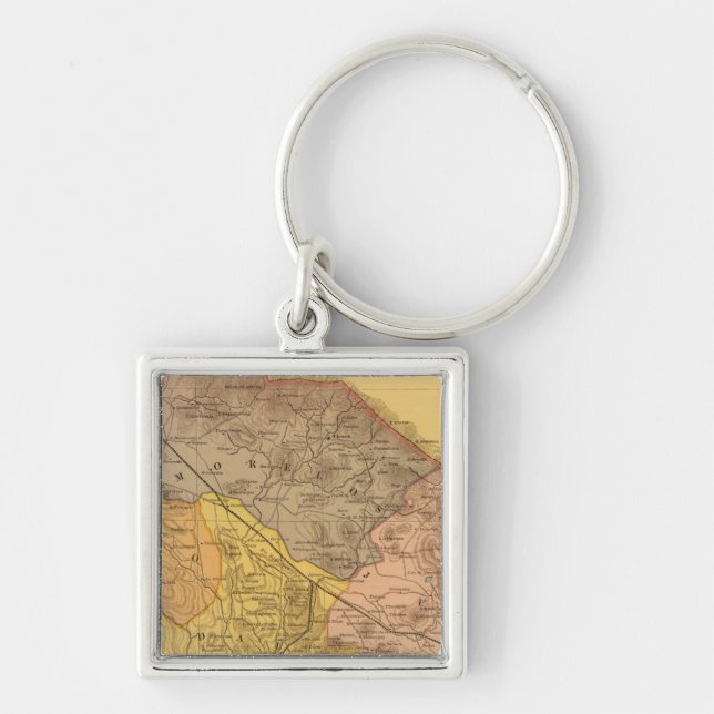 Tlaxcala Fyrkantig Silverfärgad Nyckelring (Framsidan)