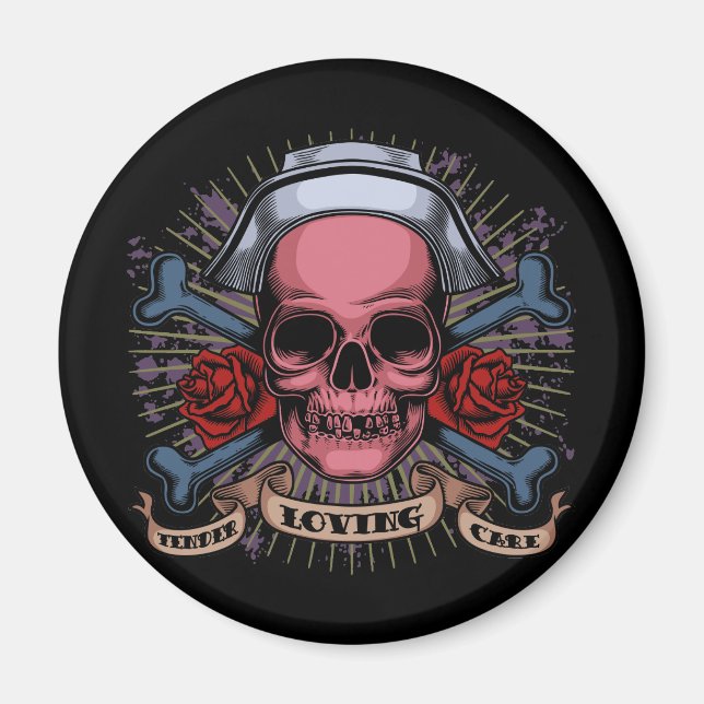 TLC Nurse Skull Magnet (Framsidan)