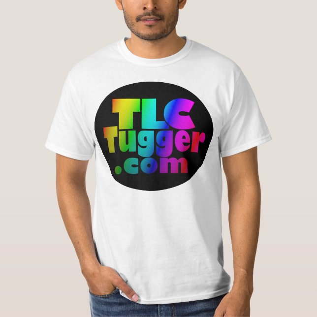 TLC Tugger-logotyp - regnbåge i svart oval Tee (Framsida)