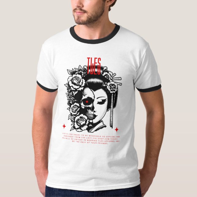 TLES Kabuki med Skull T-Shirt-design T Shirt (Framsida)