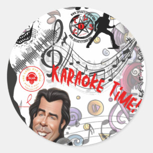 TLES Karaoke Time Round Sticker Runt Klistermärke