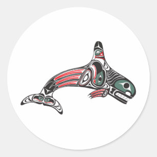 Tlingit Killer Whale & Eagle Runt Klistermärke