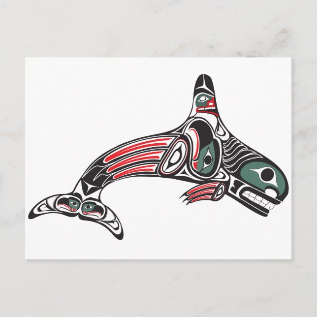 Tlingit Killer Whale & Eagle Vykort (Framsida)