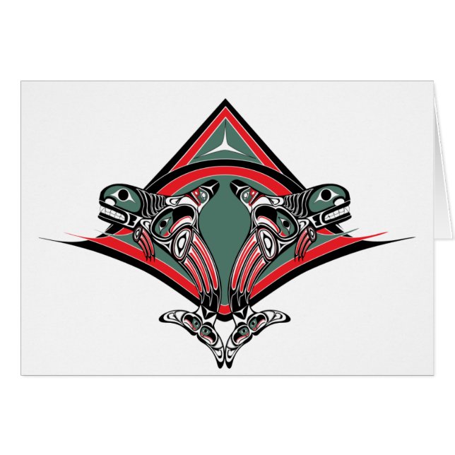 Tlingitspäckhuggare & örn hälsningskort (Framsidan Horizontal)