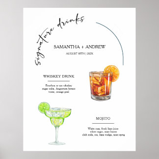 Tltgant Namnteckning Drink Menu Bröllop Poster