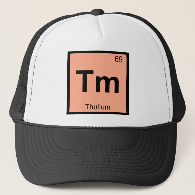 Tm - Thulium kemi periodiska systemet symbol Truckerkeps (Framsida)