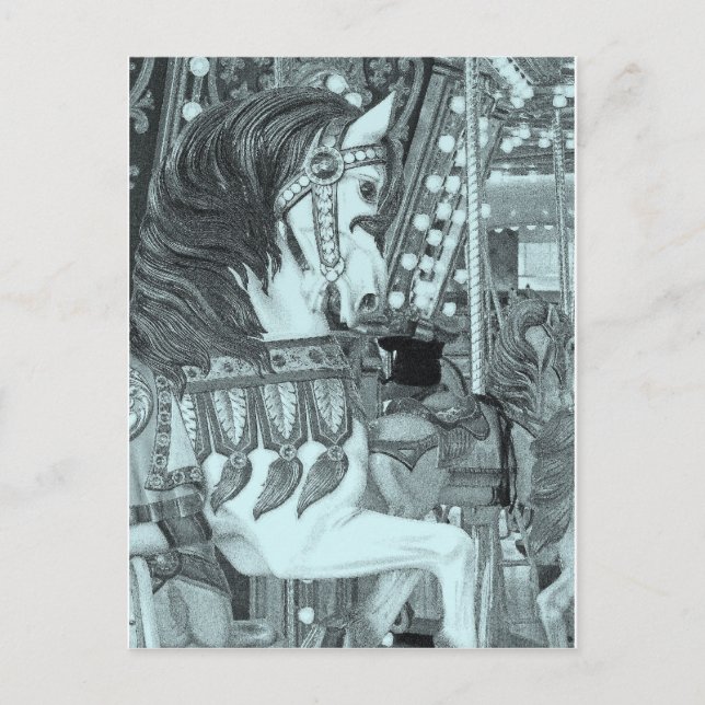 Tmålad Carousel Horse Helg Vykort (Framsida)