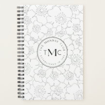 TMC White Blommigt Logotyp Planner