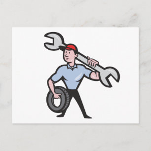 TMDTW TUFF MECHANIC MAN WRENCH DÄCK REPAIRS BUSIN VYKORT