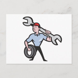 TMDTW TUFF MECHANIC MAN WRENCH DÄCK REPAIRS BUSIN VYKORT