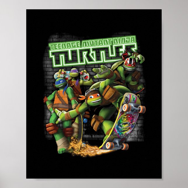 Tmnt Ninjas Neon Skateboarding  Poster (Framsidan)