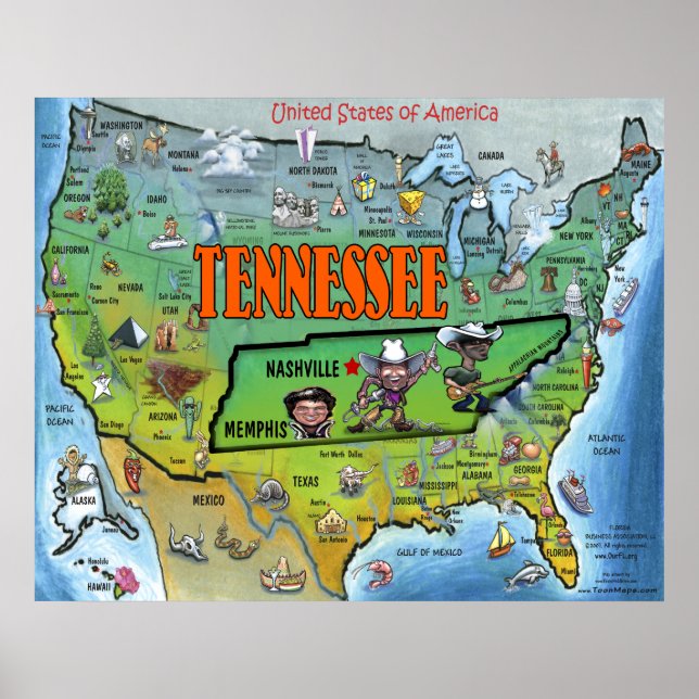 TN USA Karta Poster (Framsidan)