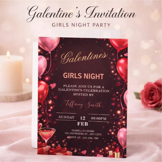 to a girl's night out on Valentine's Day Inbjudningar (Skapare uppladdad)