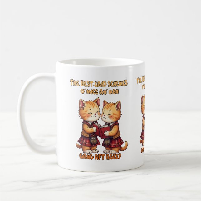 To A Mouse Orange Cats Reciting Burns Kaffemugg (Vänster)