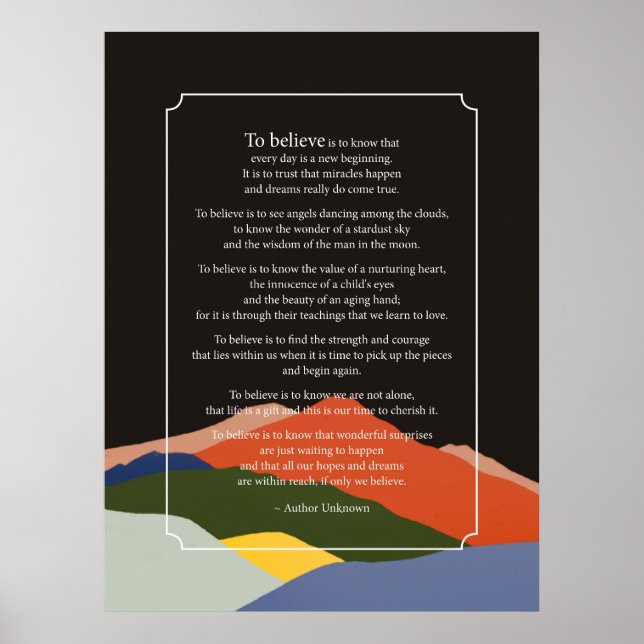 To Believe Poster (Framsidan)