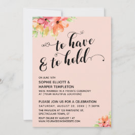 To Have & To Hold Hearts Script Blush Blommor Inbjudningar