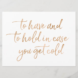 To Have & to hold rose gold vigsel täcken skylt Inbjudningar
