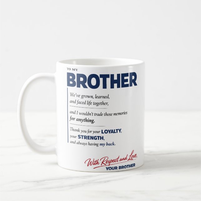 To My Brother: Loyalty, Strength & Love Quote Kaffemugg (Vänster)