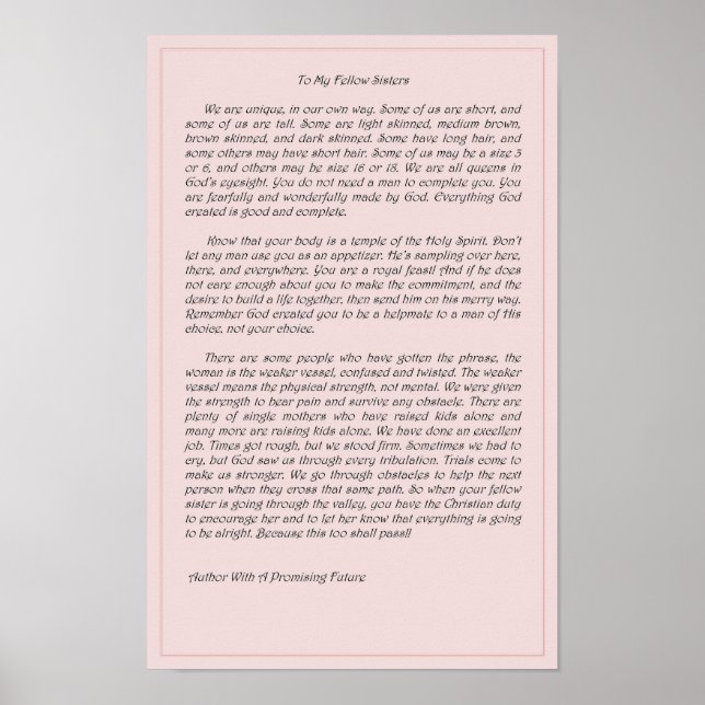 To My Fellow Sisters Poster (Framsidan)