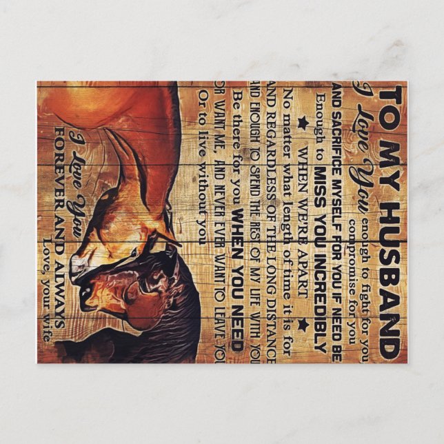 To My Husband Decor, Love Quotes Letter Meddelande Vykort (Framsida)