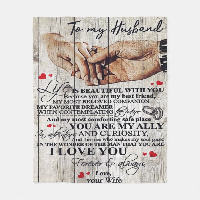To My Husband Design Gift | Love Letter To Him | Fleecefilt (Framsidan)