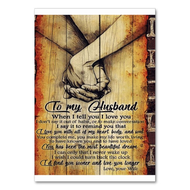 To My Husband Gift | Cute Husband Gift Bordsnummer (Framsidan)