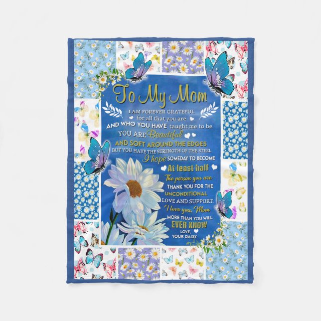 To My Mom Common Daisy banket, blanket for mom Fleecefilt (Framsidan)