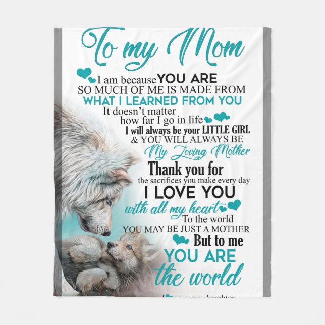 To My Mom wolf blanket, gift for mom blanket Fleecefilt (Framsidan)