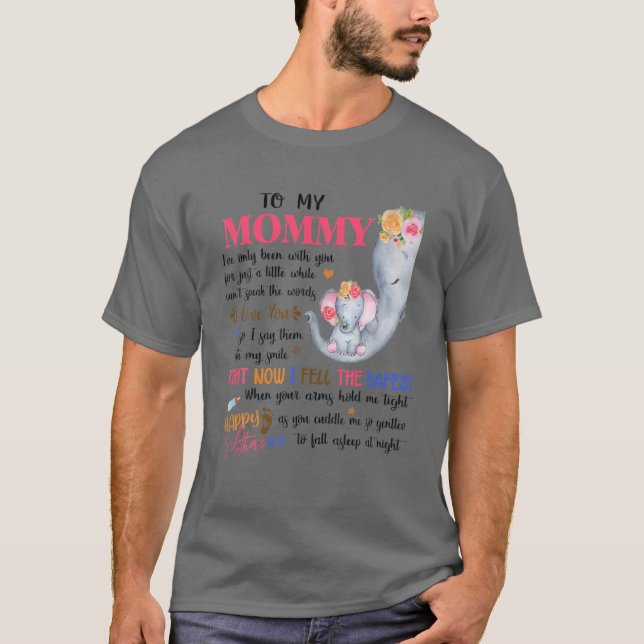 To My Mommy Cute Baby Elephant Baby Annoucement Wo T Shirt (Framsida)
