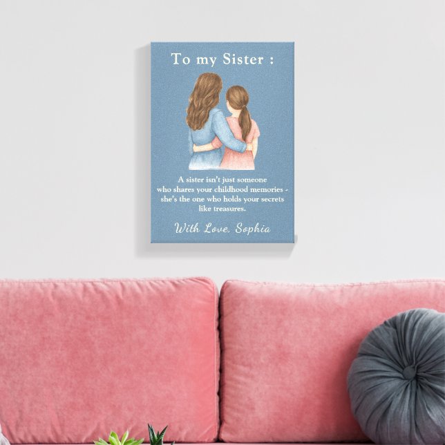 To My Sister – Custom Photo Canvas Print (Insitu (Vardagsrum))