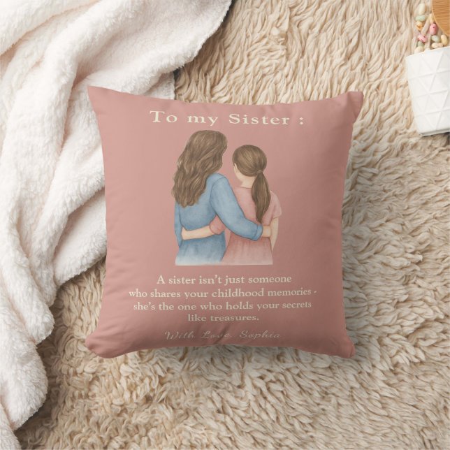 To My Sister – Custom Photo & Message Pillow Kudde (Filt)